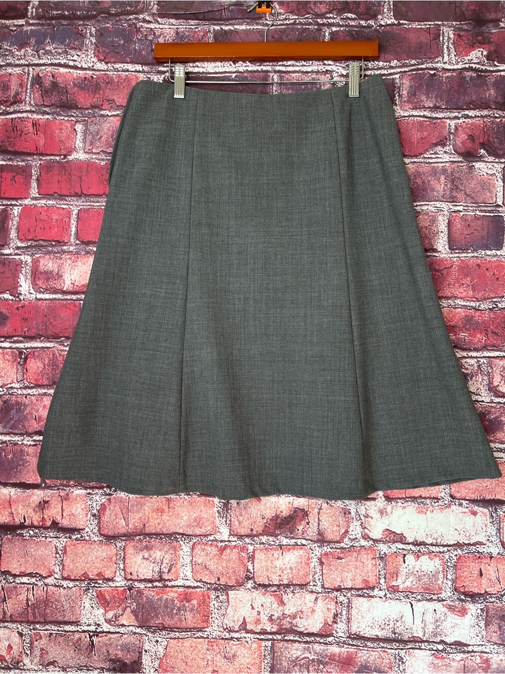GAP Gray Lined A-Line Tailored Midi Skirt Size 10 Vintage 2004